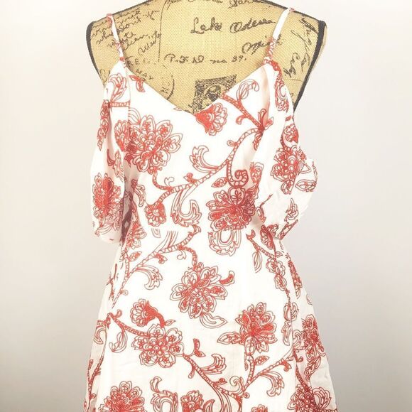 Floral Embroidered Cold Shoulder Fit Flare Dress - Picture 3 of 8